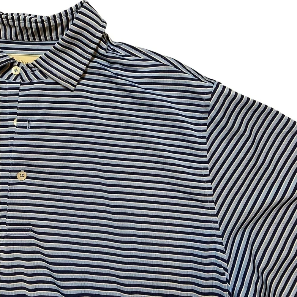 Donald Ross Polo Shirt Mens Large Blue Stripe Short Sleeve Active Polyester Golf - Picture 3 of 6
